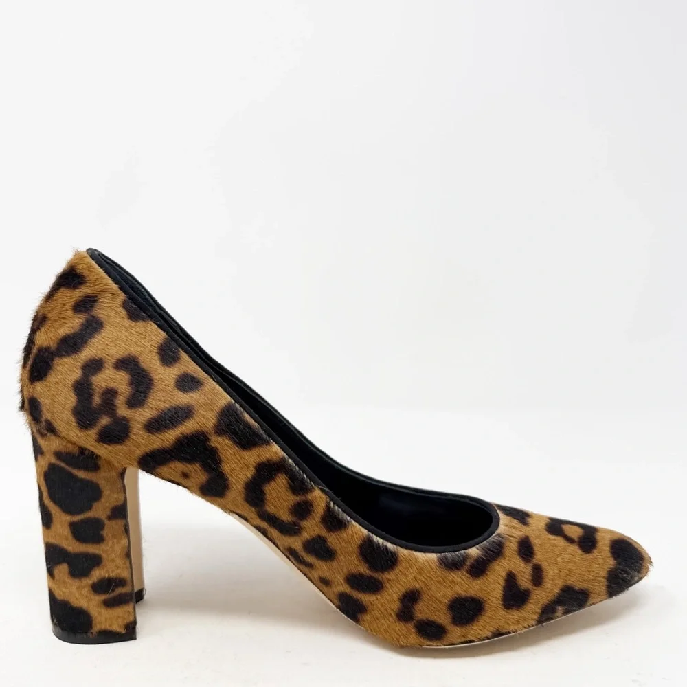 Manolo Blahnik Tucciototo Leopard Calf Hair Pumps Womens Size EU 37.5